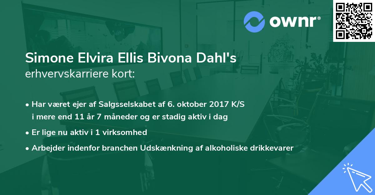 Simone Elvira Ellis Bivona Dahl's erhvervskarriere kort