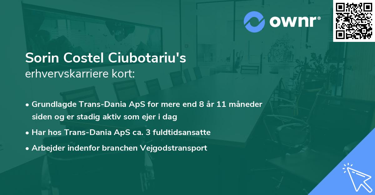 Sorin Costel Ciubotariu's erhvervskarriere kort
