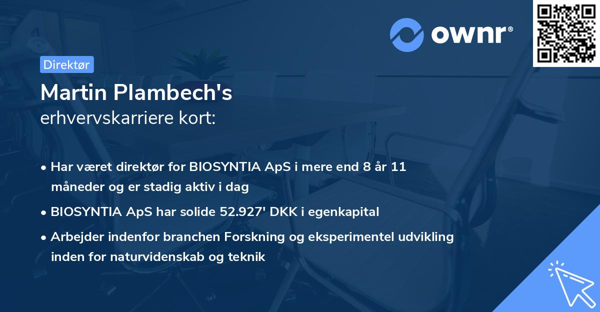 Martin Plambech's erhvervskarriere kort
