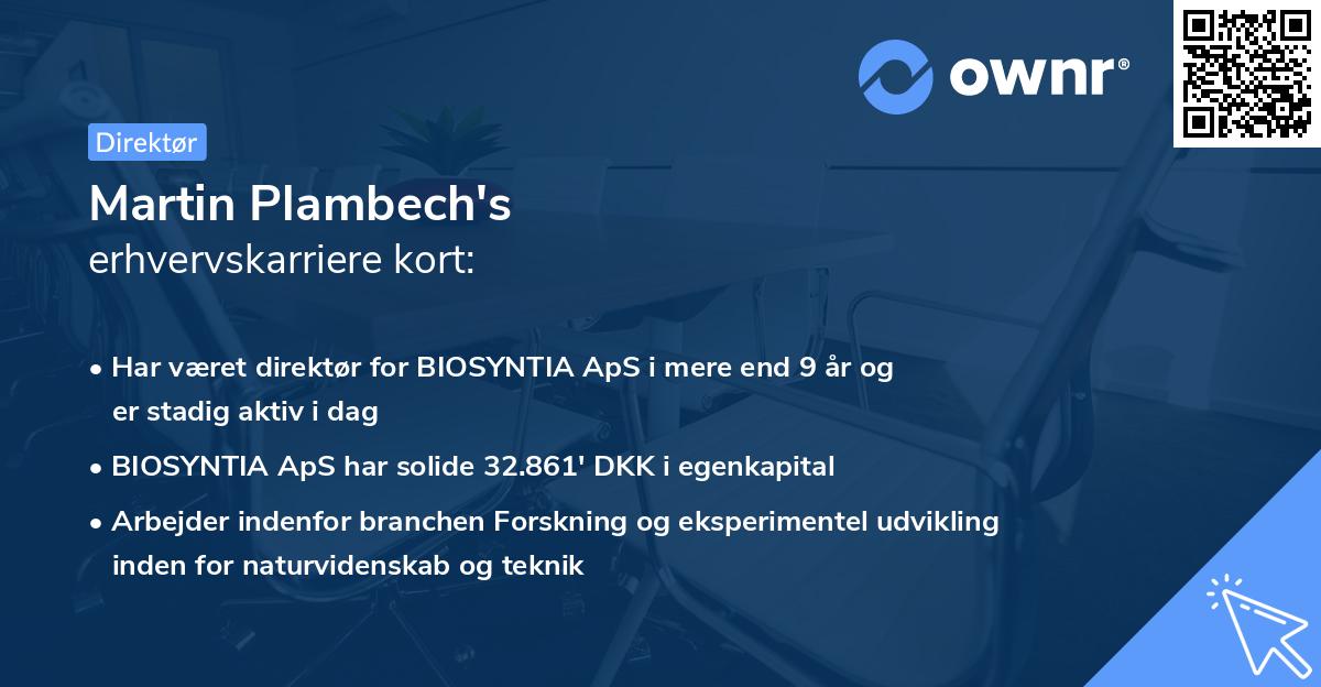 Martin Plambech's erhvervskarriere kort