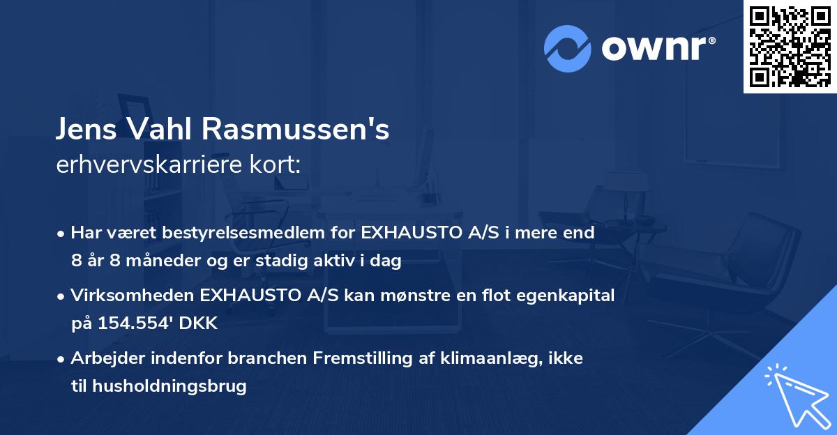 Jens Vahl Rasmussen's erhvervskarriere kort
