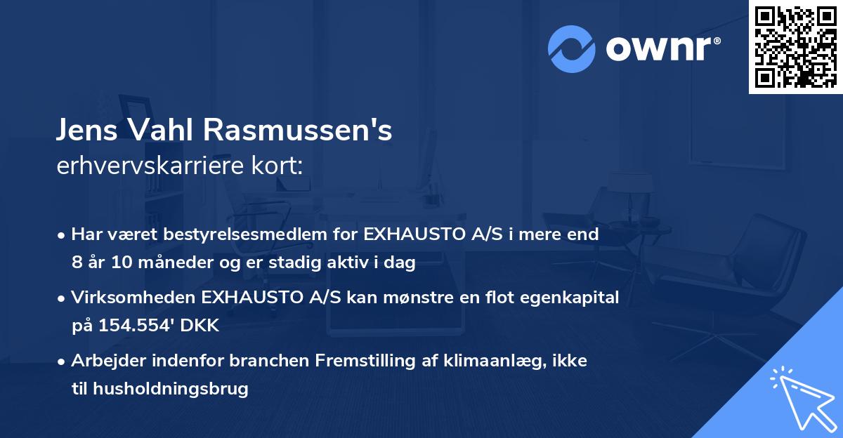 Jens Vahl Rasmussen's erhvervskarriere kort