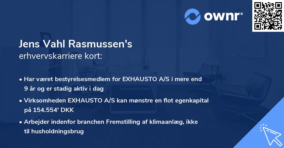 Jens Vahl Rasmussen's erhvervskarriere kort