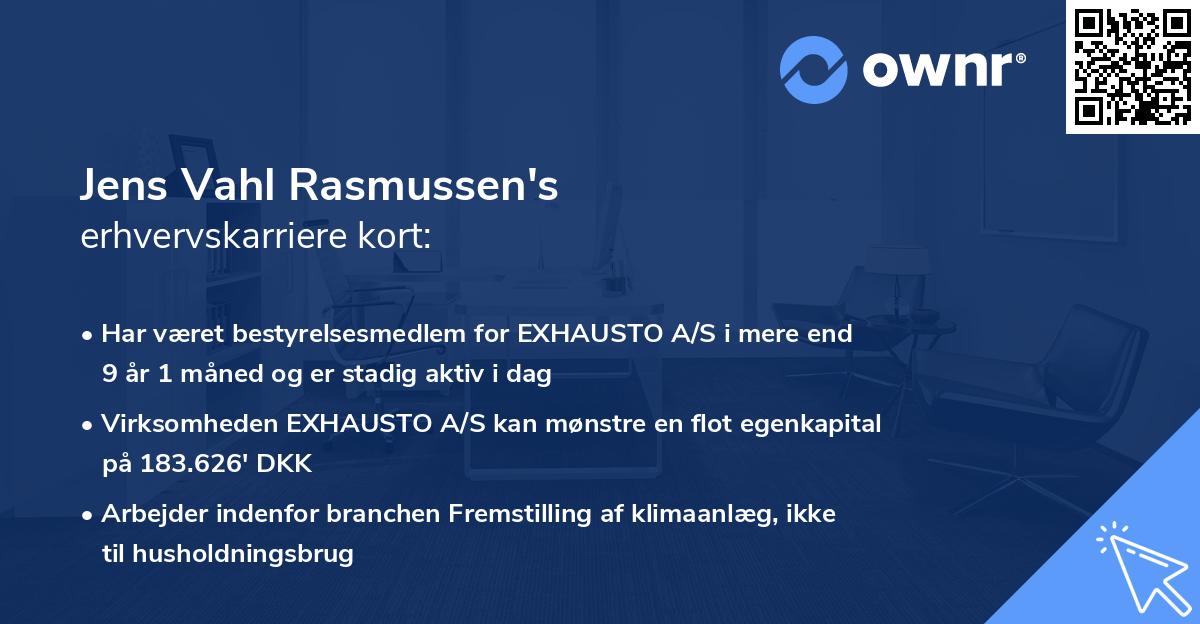Jens Vahl Rasmussen's erhvervskarriere kort