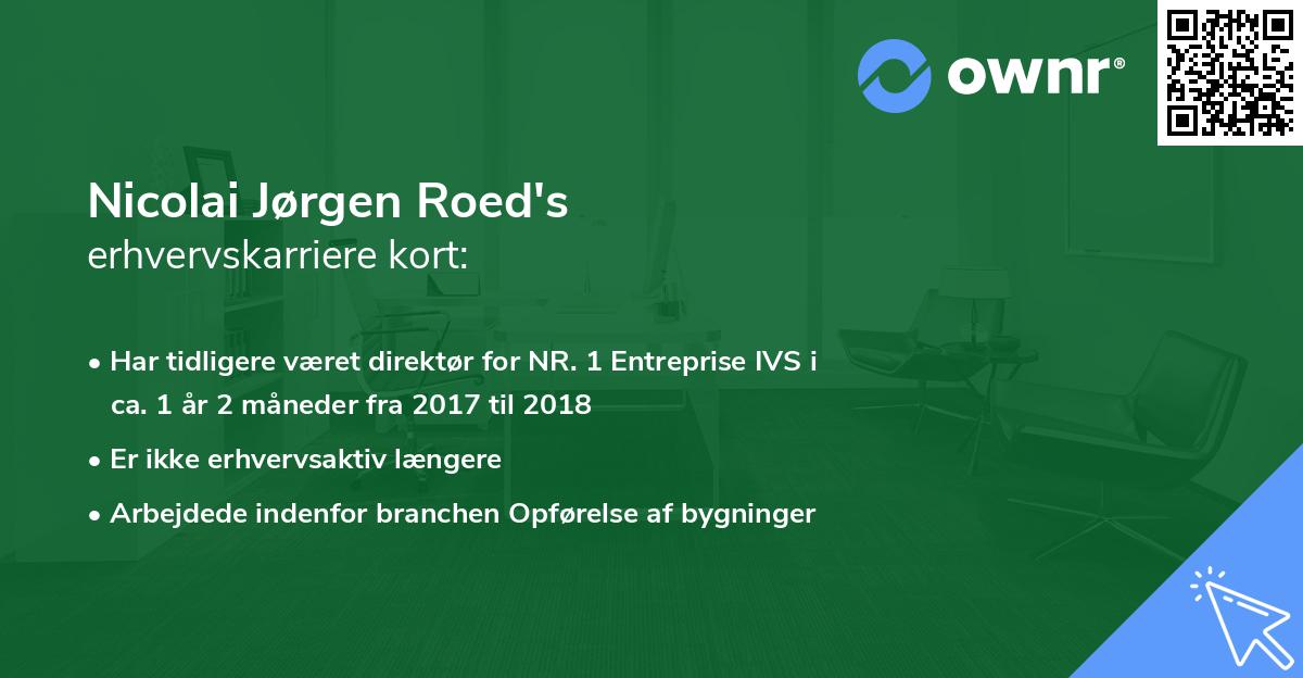 Nicolai Jørgen Roed's erhvervskarriere kort