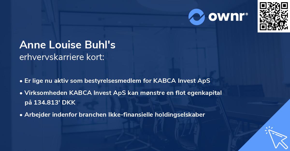 Anne Louise Buhl's erhvervskarriere kort