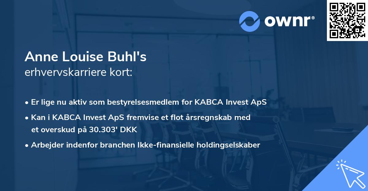 Anne Louise Buhl's erhvervskarriere kort