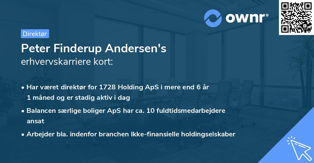 Peter Finderup Andersen's erhvervskarriere kort