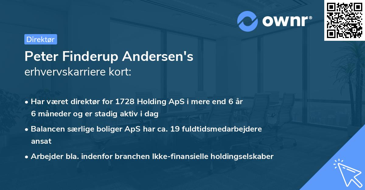 Peter Finderup Andersen's erhvervskarriere kort