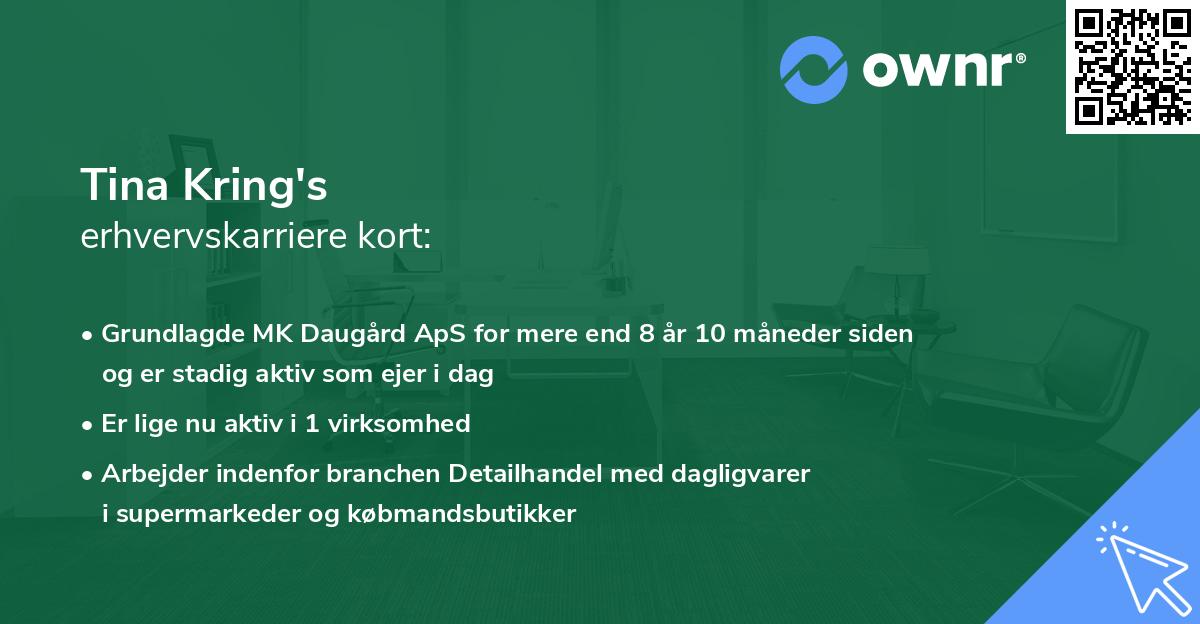 Tina Kring's erhvervskarriere kort