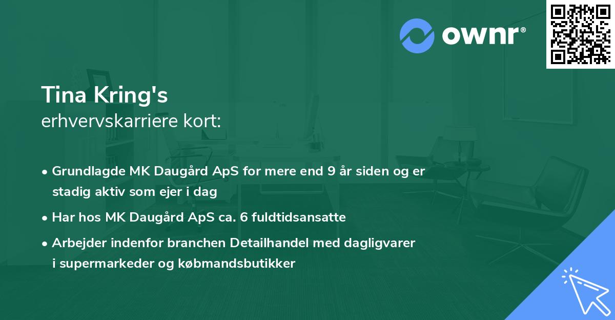 Tina Kring's erhvervskarriere kort