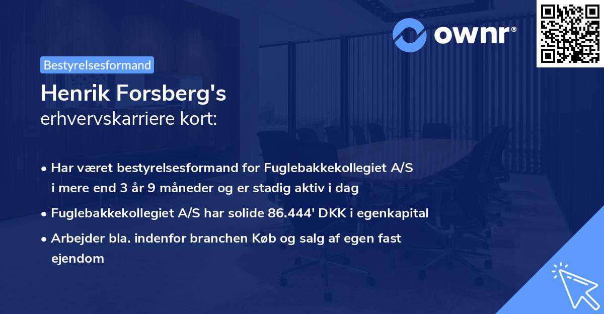 Henrik Forsberg's erhvervskarriere kort