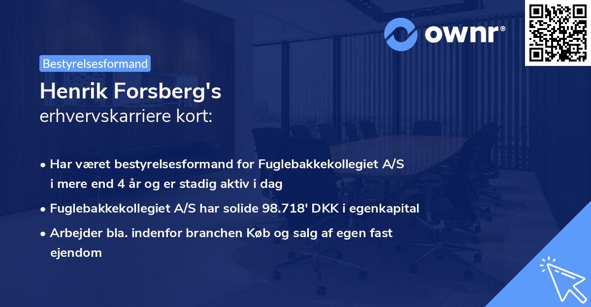 Henrik Forsberg's erhvervskarriere kort