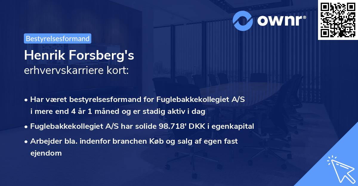 Henrik Forsberg's erhvervskarriere kort