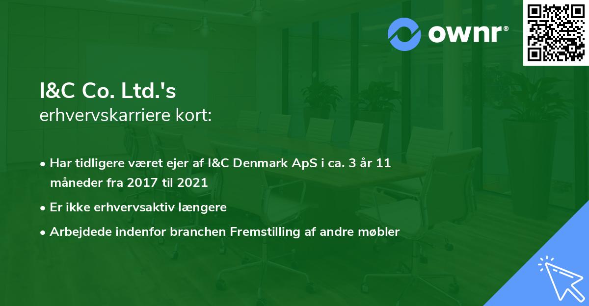 I&C Co. Ltd.'s erhvervskarriere kort