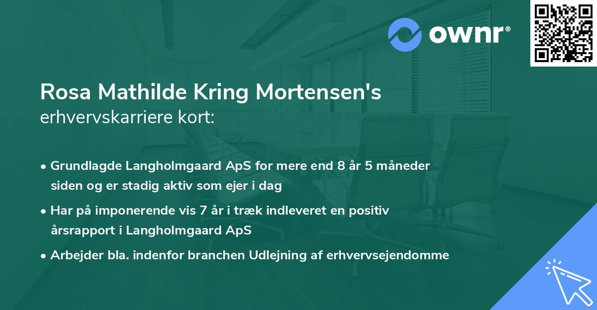 Rosa Mathilde Kring Mortensen's erhvervskarriere kort