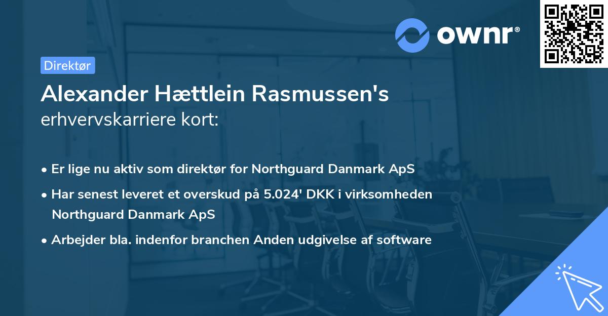 Alexander Hættlein Rasmussen's erhvervskarriere kort
