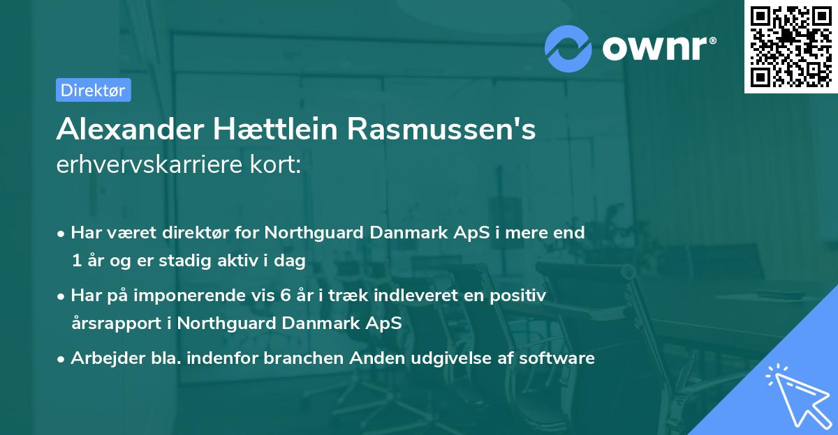 Alexander Hættlein Rasmussen's erhvervskarriere kort