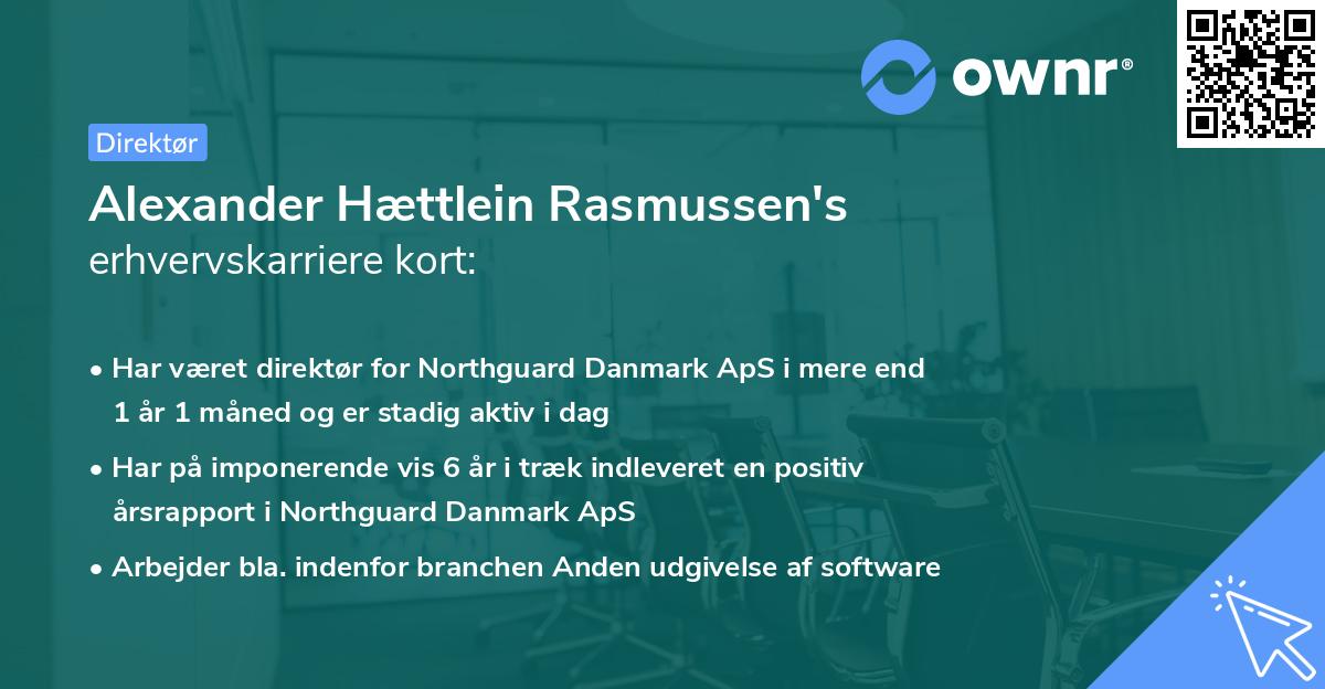Alexander Hættlein Rasmussen's erhvervskarriere kort