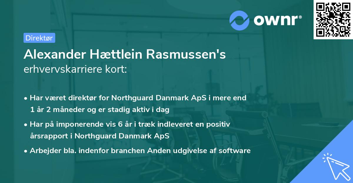 Alexander Hættlein Rasmussen's erhvervskarriere kort