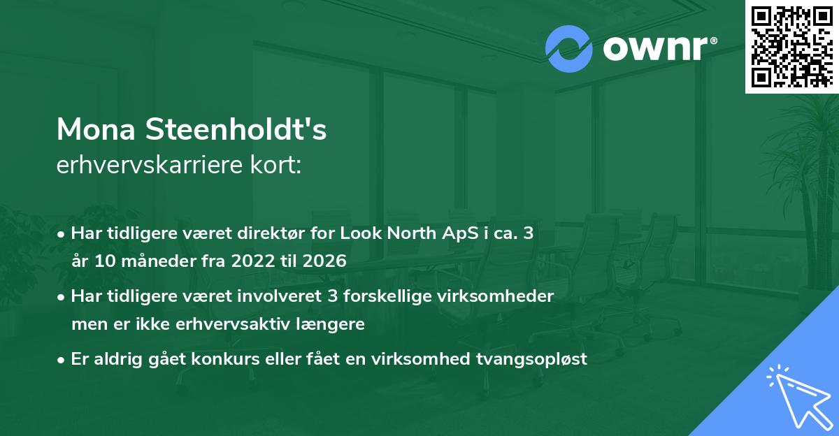Mona Steenholdt's erhvervskarriere kort