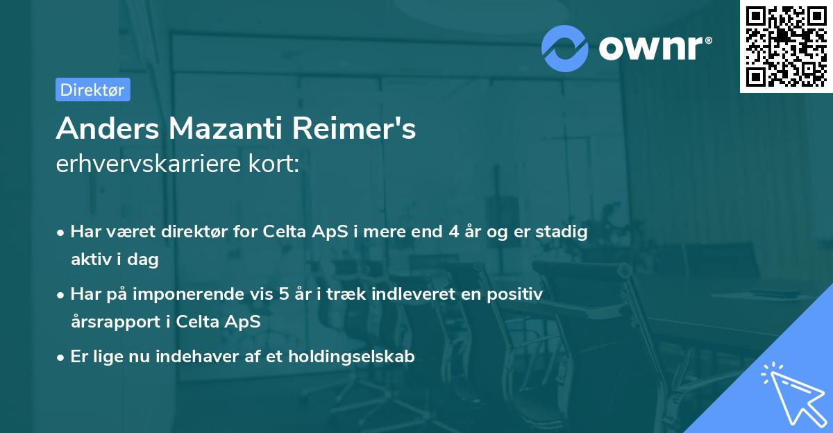 Anders Mazanti Reimer's erhvervskarriere kort