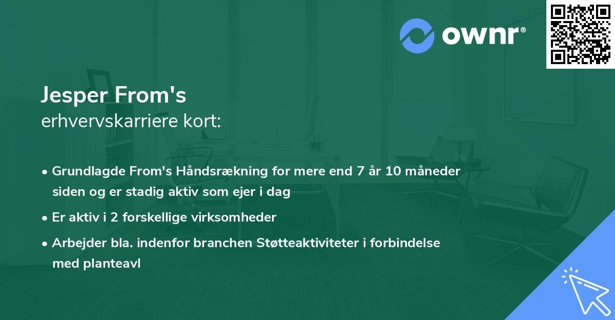 Jesper From's erhvervskarriere kort