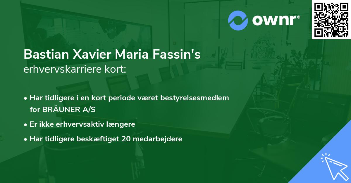 Bastian Xavier Maria Fassin's erhvervskarriere kort