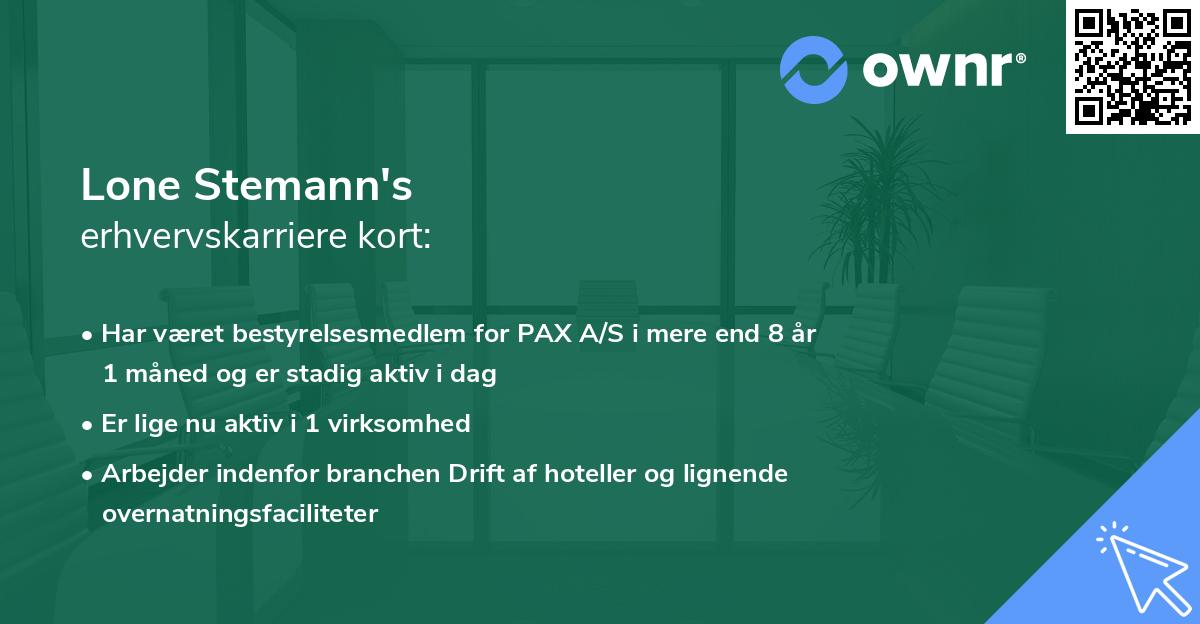 Lone Stemann's erhvervskarriere kort