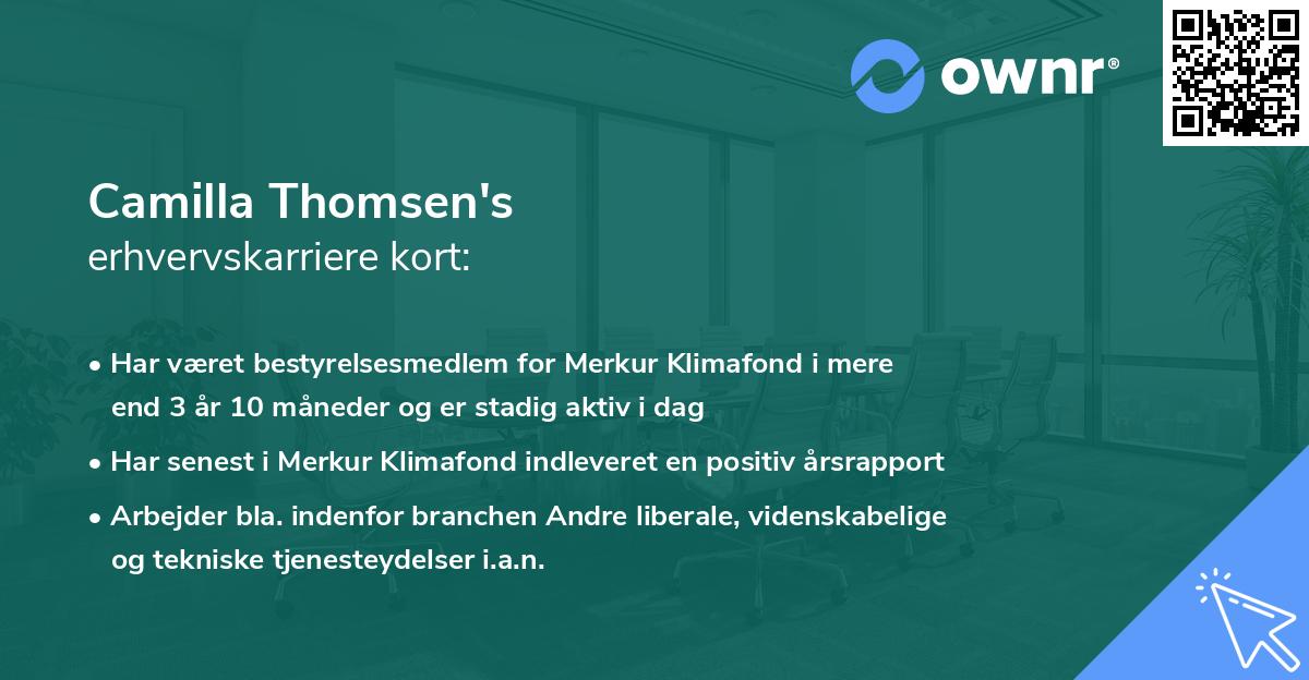 Camilla Thomsen's erhvervskarriere kort