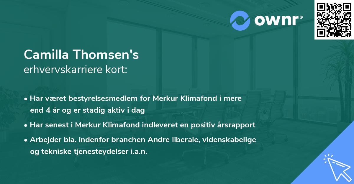 Camilla Thomsen's erhvervskarriere kort