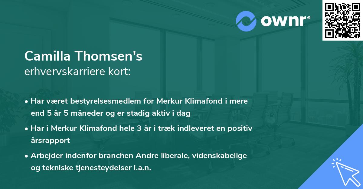 Camilla Thomsen's erhvervskarriere kort