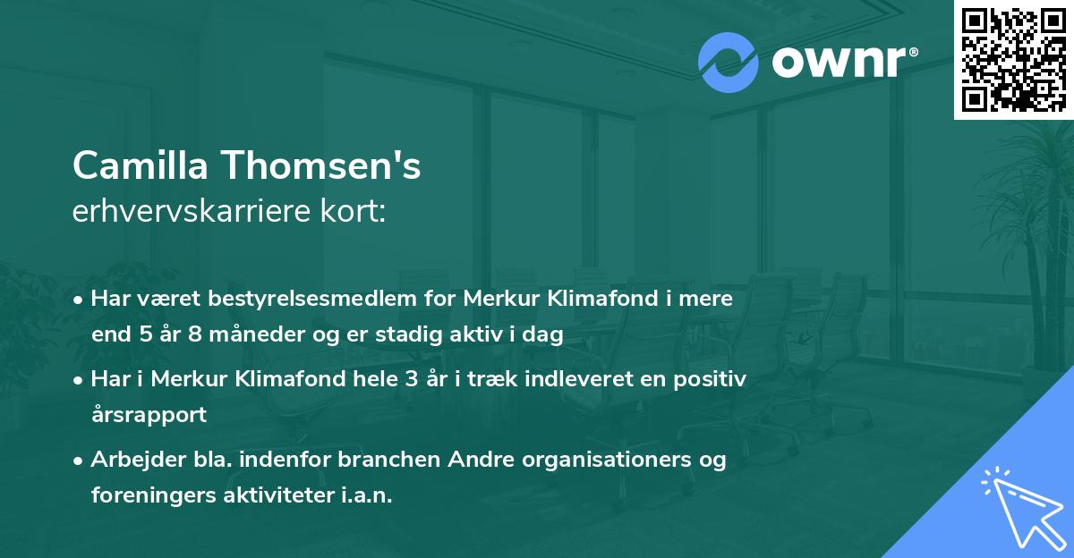 Camilla Thomsen's erhvervskarriere kort