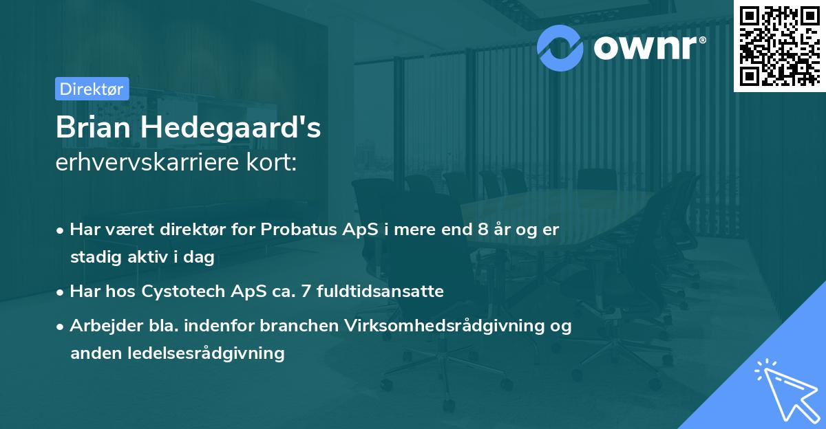 Brian Hedegaard's erhvervskarriere kort
