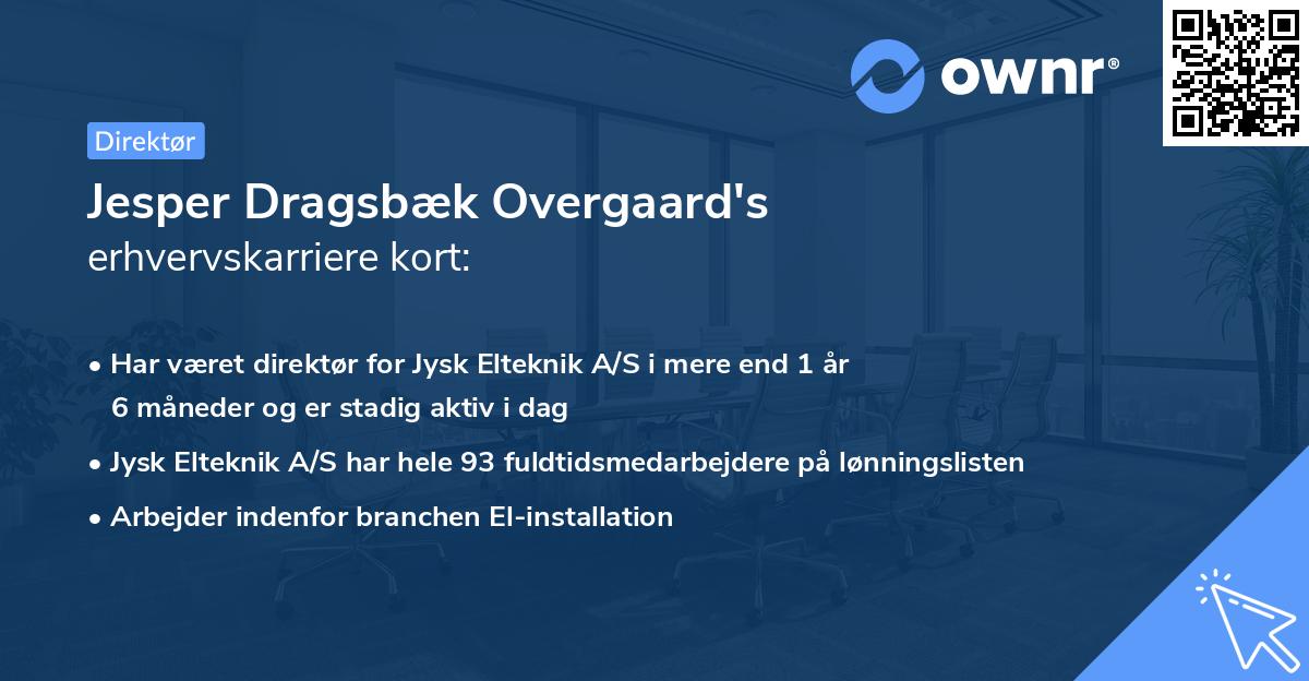 Jesper Dragsbæk Overgaard's erhvervskarriere kort