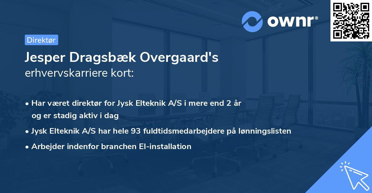 Jesper Dragsbæk Overgaard's erhvervskarriere kort