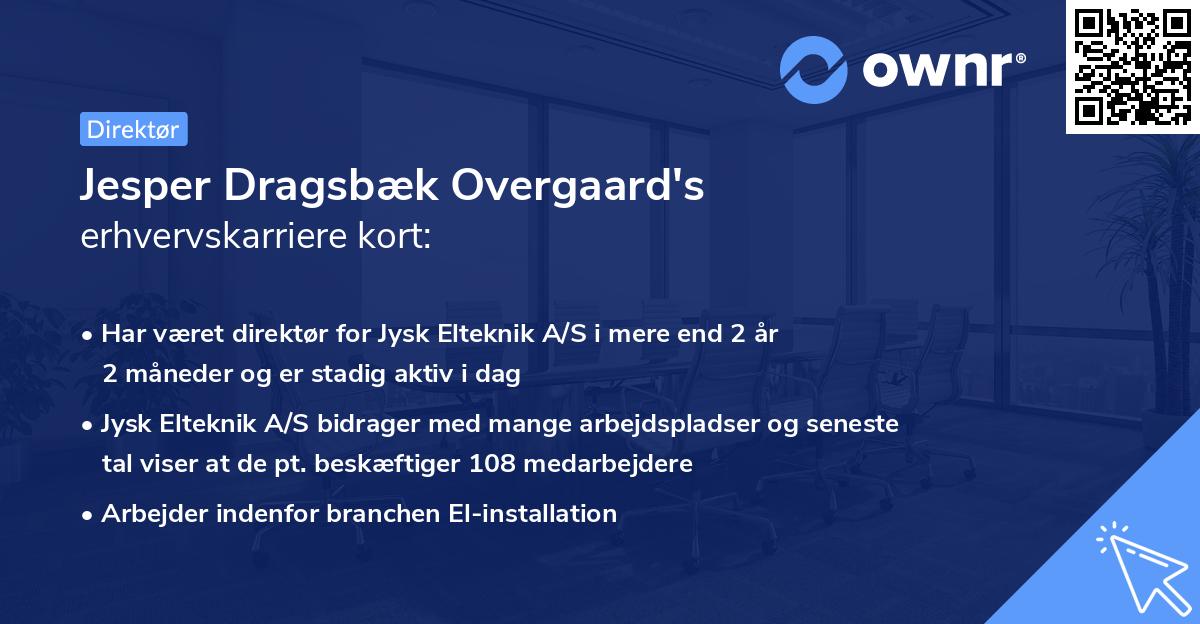 Jesper Dragsbæk Overgaard's erhvervskarriere kort