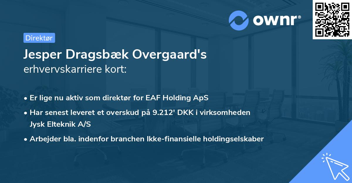 Jesper Dragsbæk Overgaard's erhvervskarriere kort