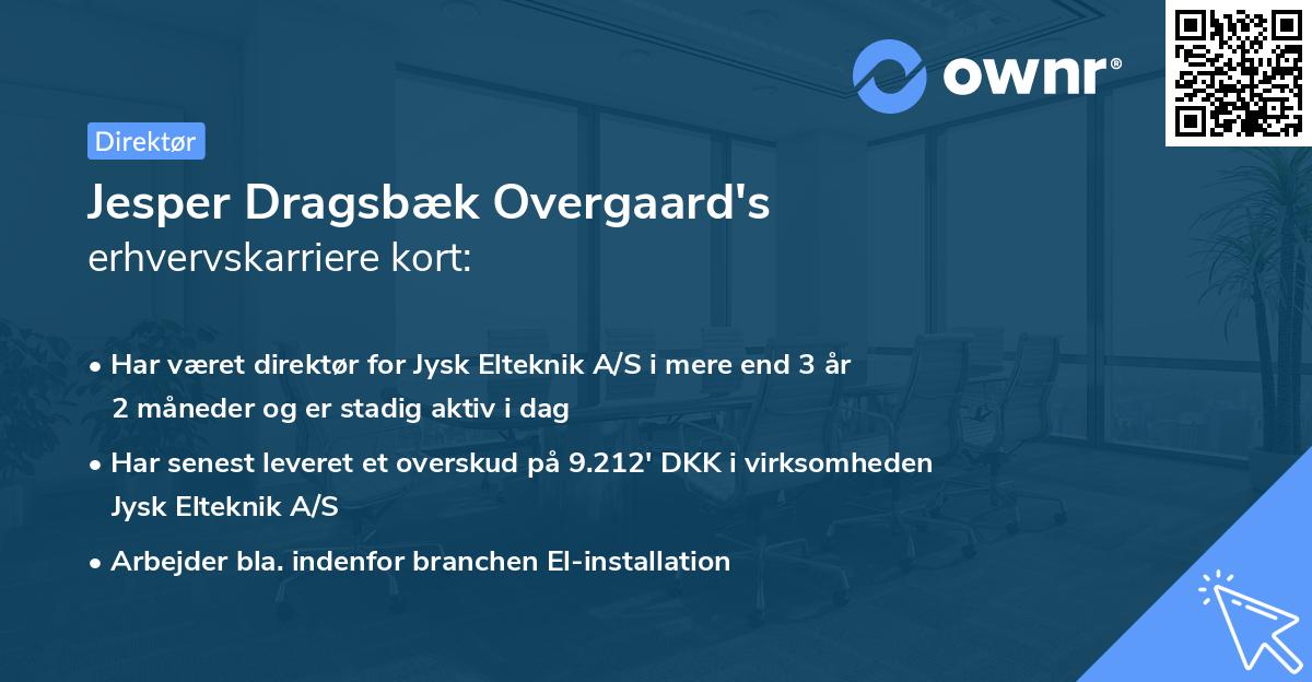 Jesper Dragsbæk Overgaard's erhvervskarriere kort