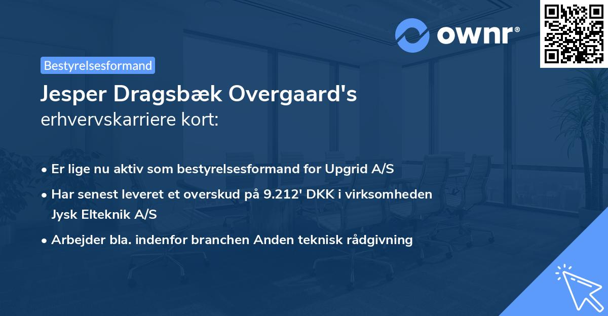Jesper Dragsbæk Overgaard's erhvervskarriere kort