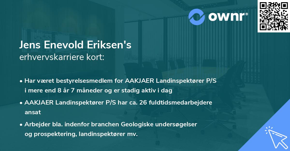 Jens Enevold Eriksen's erhvervskarriere kort