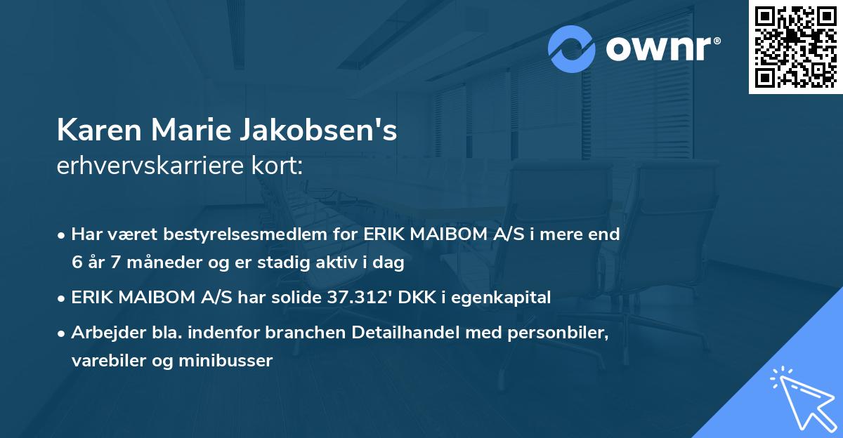 Karen Marie Jakobsen's erhvervskarriere kort