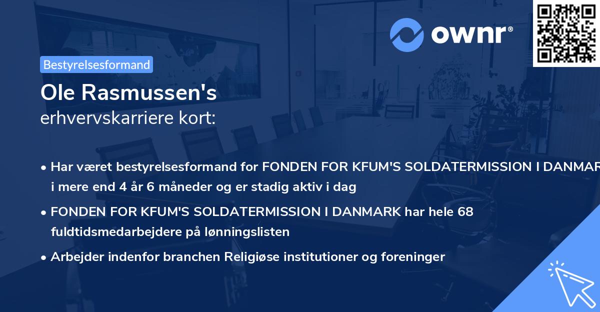 Ole Rasmussen's erhvervskarriere kort