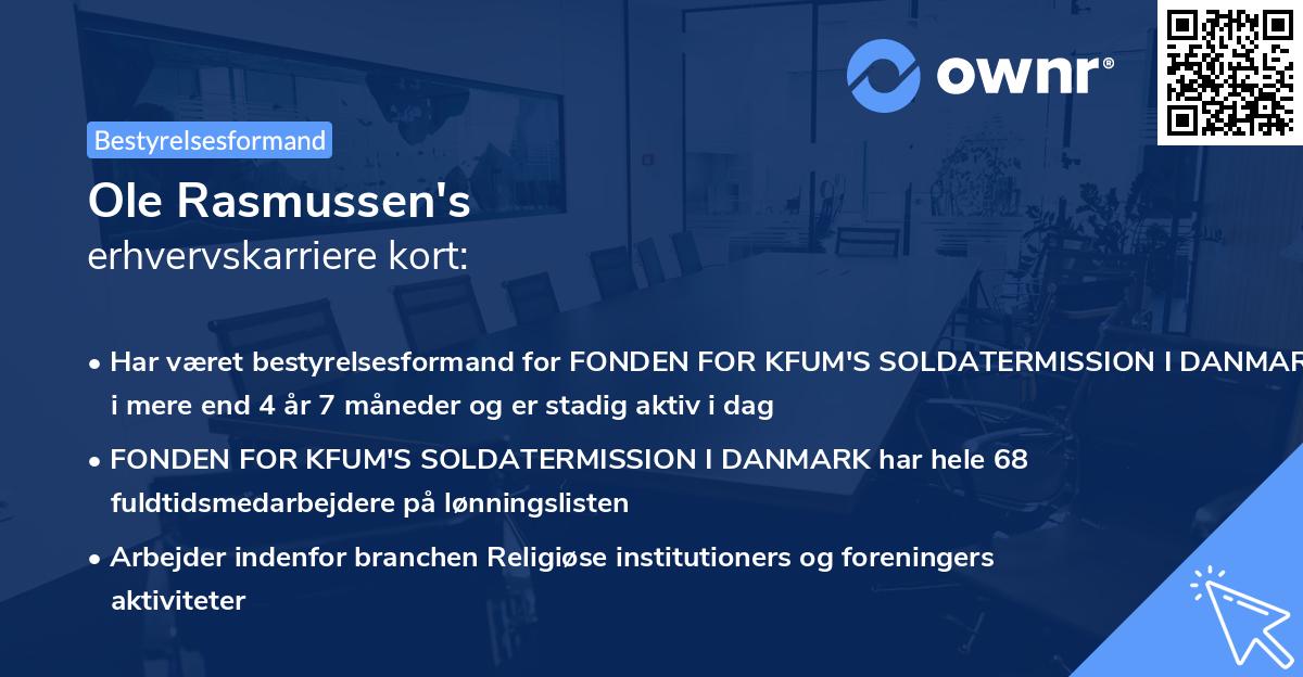 Ole Rasmussen's erhvervskarriere kort