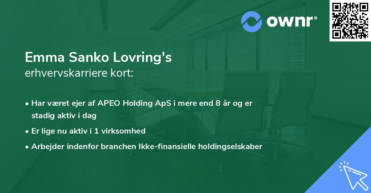 Emma Sanko Lovring's erhvervskarriere kort
