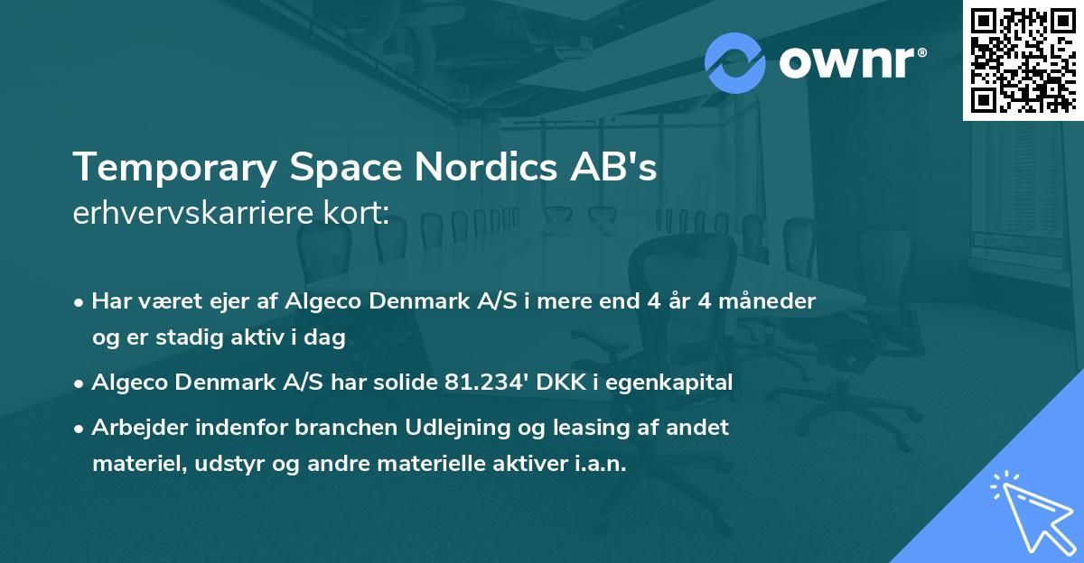Temporary Space Nordics AB's erhvervskarriere kort