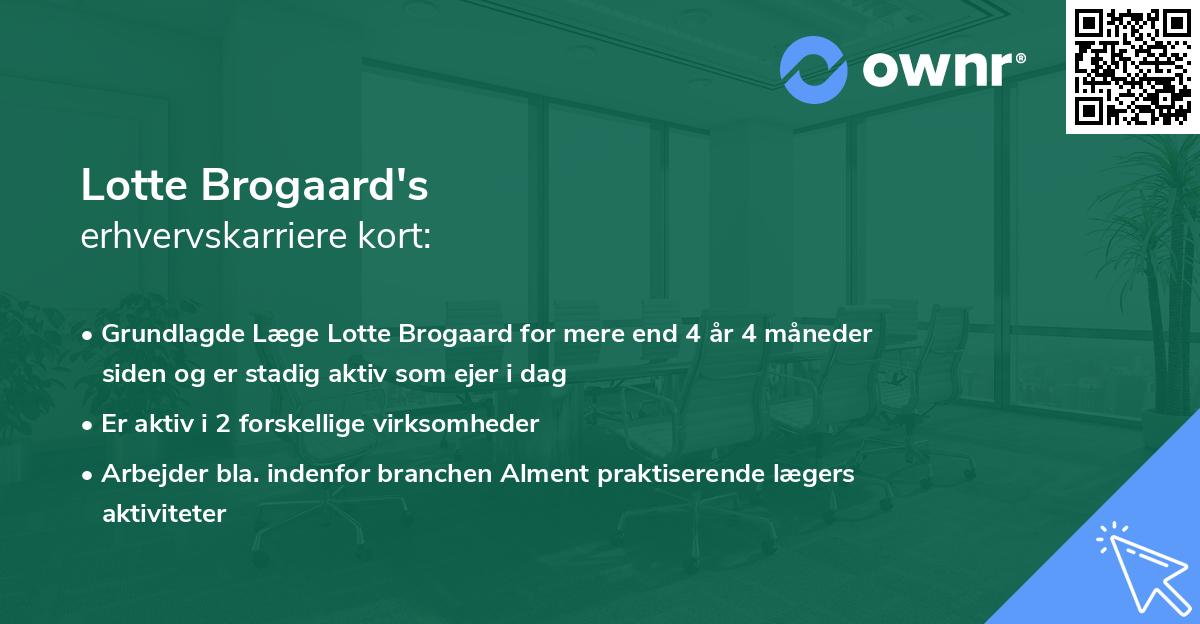 Lotte Brogaard's erhvervskarriere kort