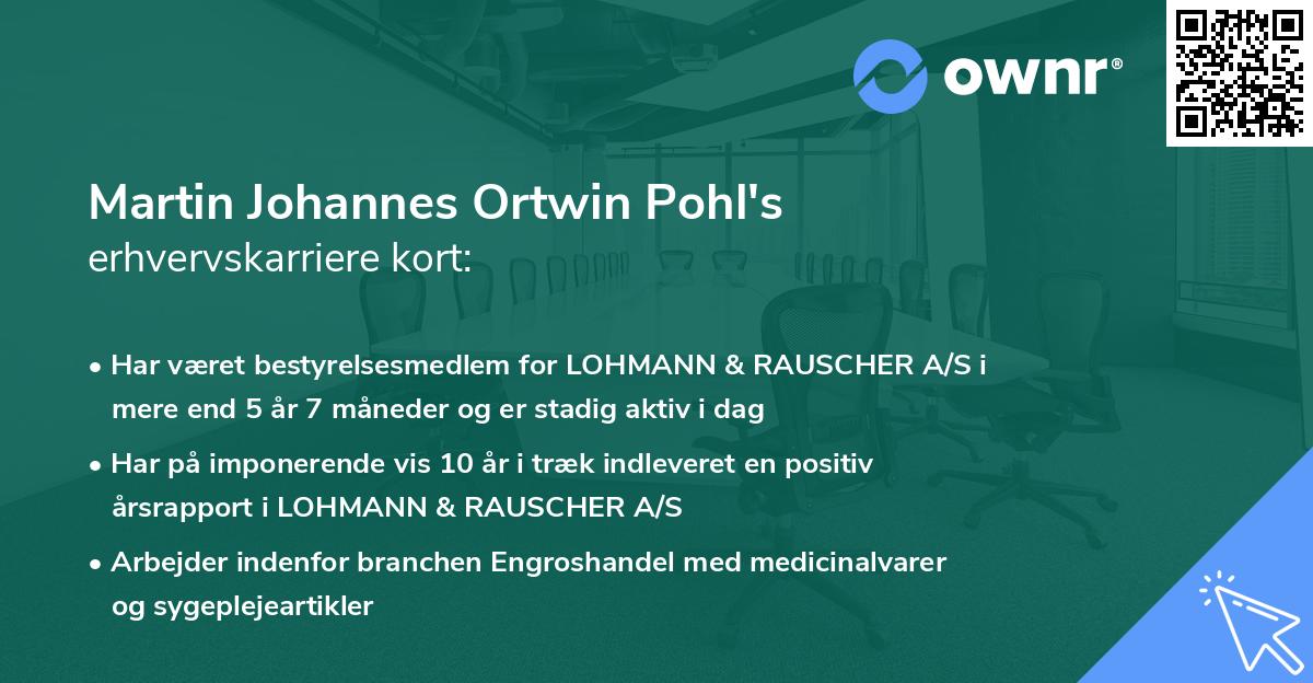 Martin Johannes Ortwin Pohl's erhvervskarriere kort