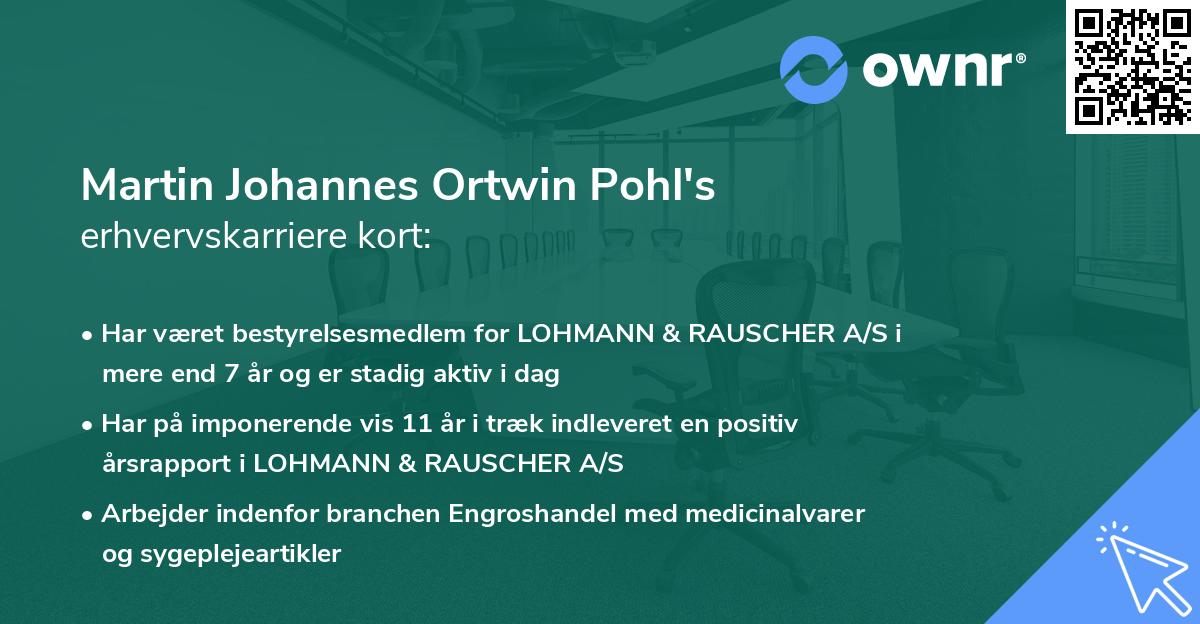 Martin Johannes Ortwin Pohl's erhvervskarriere kort