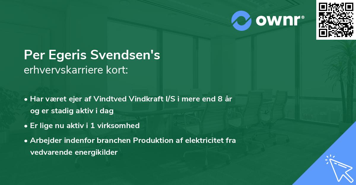 Per Egeris Svendsen's erhvervskarriere kort